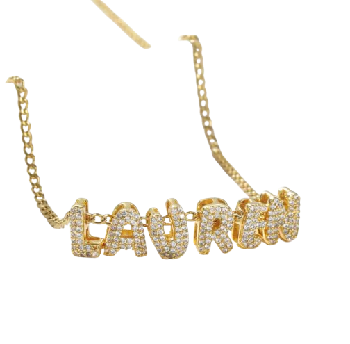 ICED BUBBLE NAMEPLATE NECKLACE