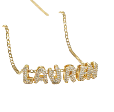 ICED BUBBLE NAMEPLATE NECKLACE