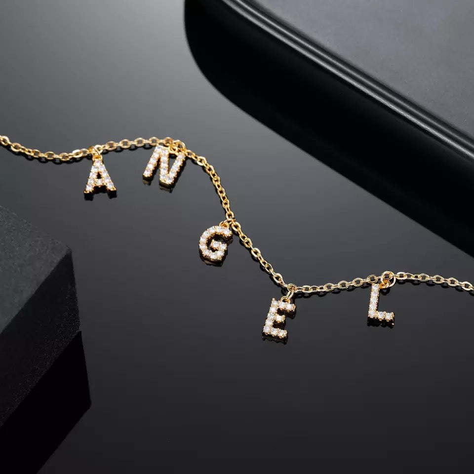 Iced Drop Letter Necklace