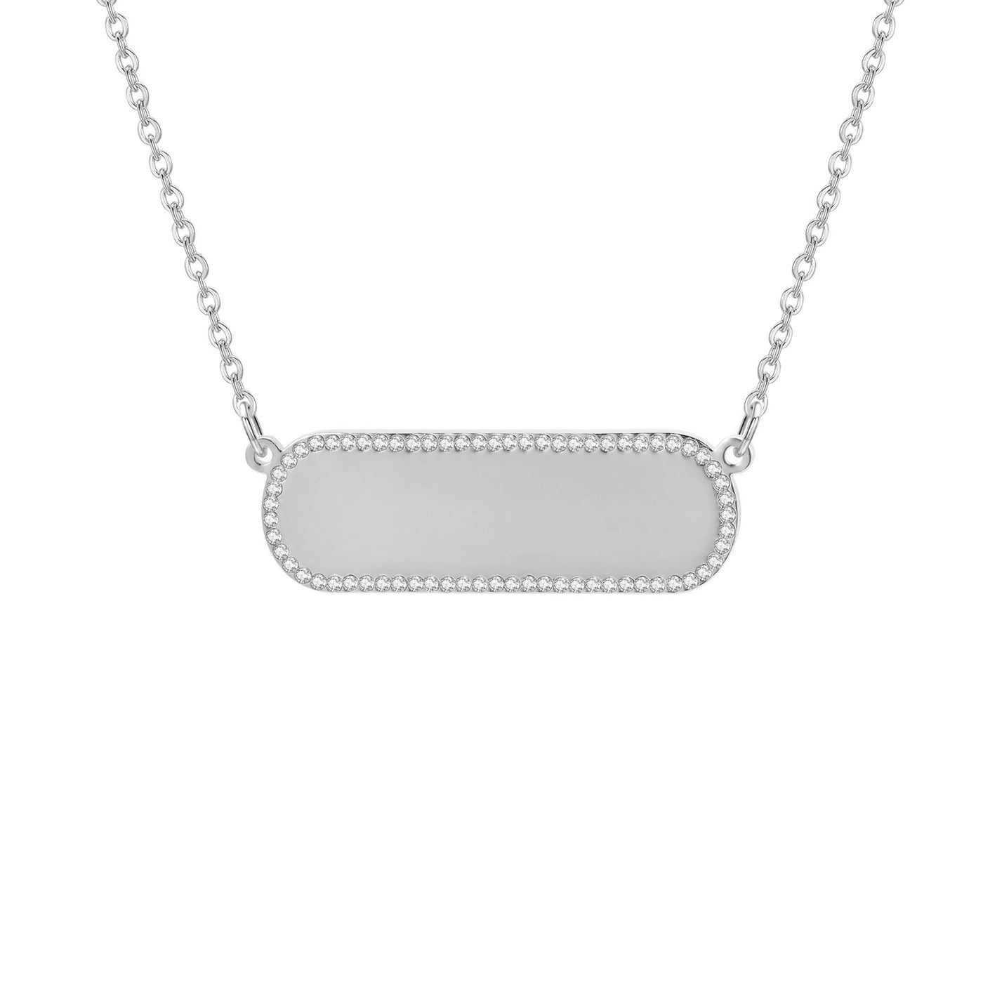 Iced Engraved Bar Necklace