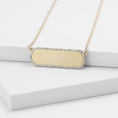 Iced Engraved Bar Necklace
