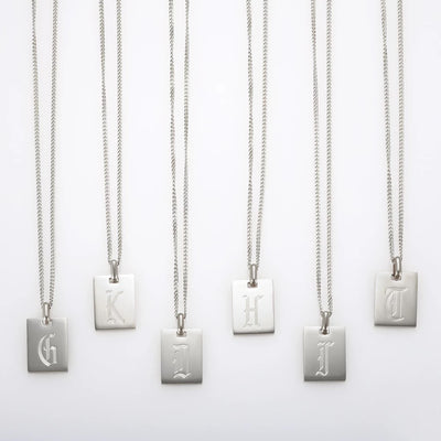 Old English Tag Necklace - Silver