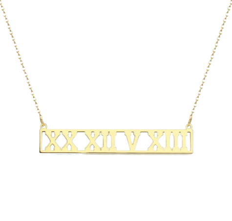 Roman numeral bar deals necklace
