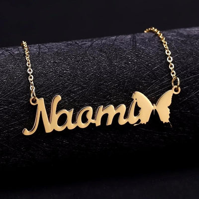 Butterfly Nameplate Necklace