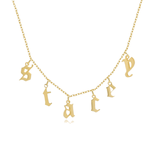 Old English Drop Letter Necklace