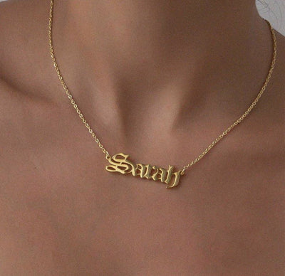 Old English Nameplate Necklace