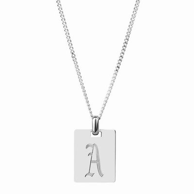 Old English Tag Necklace - Silver