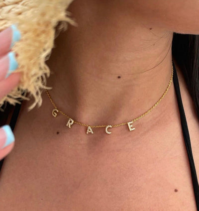 Iced Spaced Nameplate Necklace