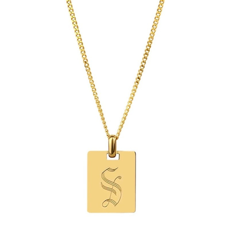 Old English Tag Necklace - Gold