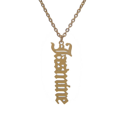 Vertical Old English Nameplate Necklace